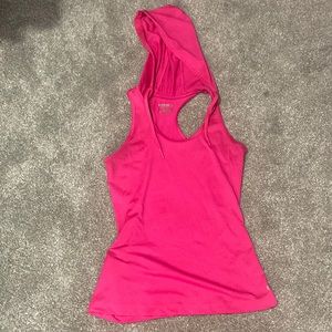Cute pink workout tank with hood